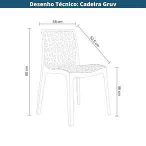 8 Kit 4 Cadeiras Empilhavel Inmetro Gruv Rivatti 45 cm -Largura- Monobloco em Polipropileno -PP- Preto Desenho Tecnico